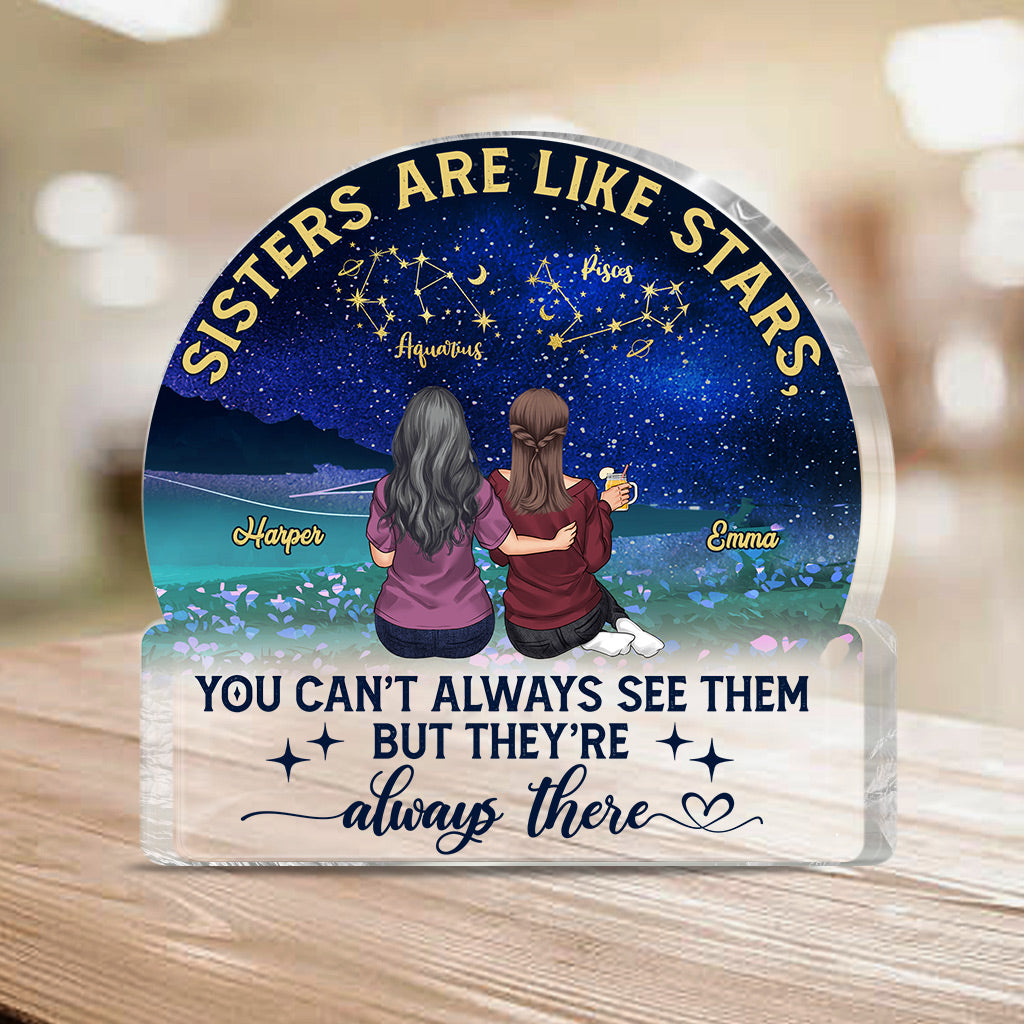 Sisters Are Like Stars - Personalized Bestie Custom Shaped Acrylic Plaque