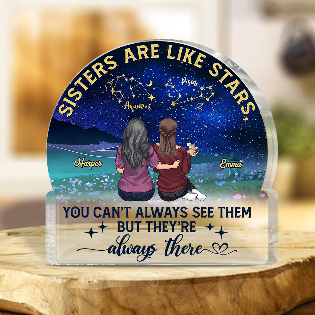 Sisters Are Like Stars - Personalized Bestie Custom Shaped Acrylic Plaque