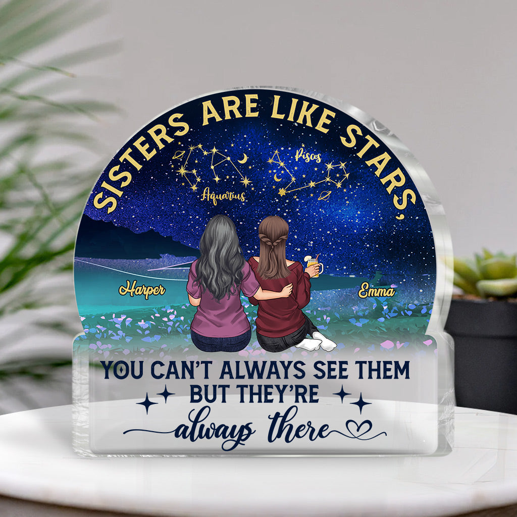 Sisters Are Like Stars - Personalized Bestie Custom Shaped Acrylic Plaque