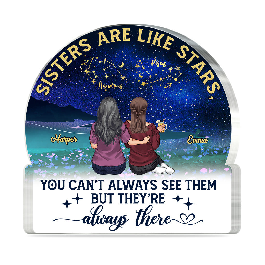 Sisters Are Like Stars - Personalized Bestie Custom Shaped Acrylic Plaque