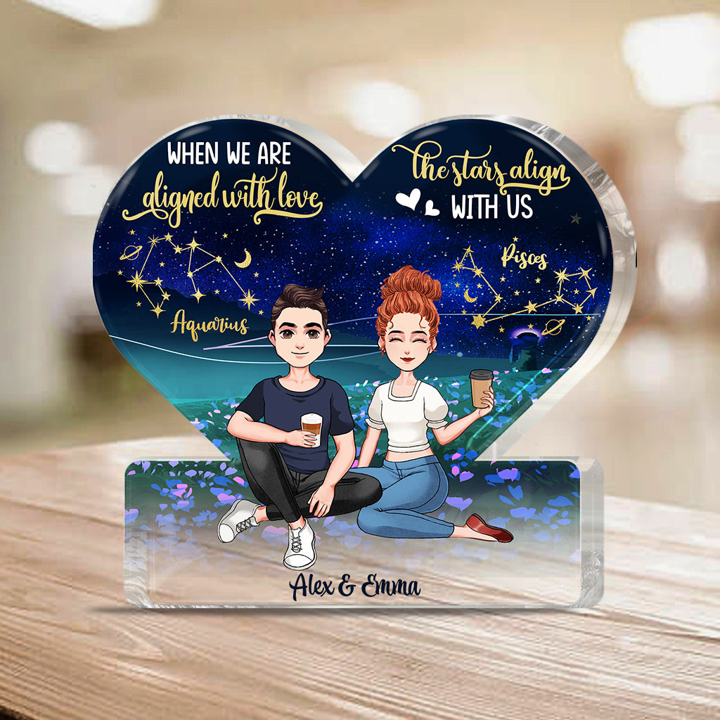 Je t'aime jusqu'à la lune - Plaque acrylique personnalisée pour couple - Forme personnalisée