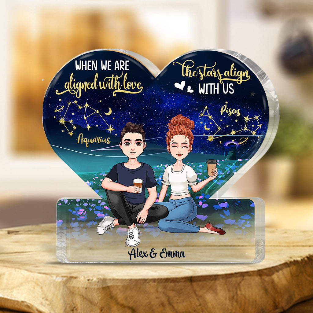 Je t'aime jusqu'à la lune - Plaque acrylique personnalisée pour couple - Forme personnalisée
