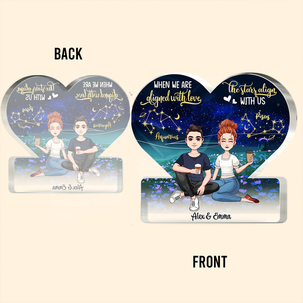 Je t'aime jusqu'à la lune - Plaque acrylique personnalisée pour couple - Forme personnalisée