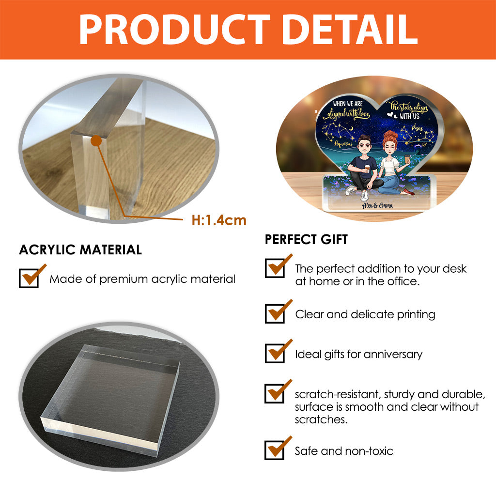 Je t'aime jusqu'à la lune - Plaque acrylique personnalisée pour couple - Forme personnalisée
