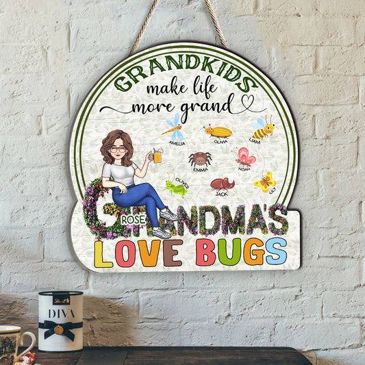 Grandma's Garden Cute Bugs - Personalized Mother's Day Grandma Wood Sign