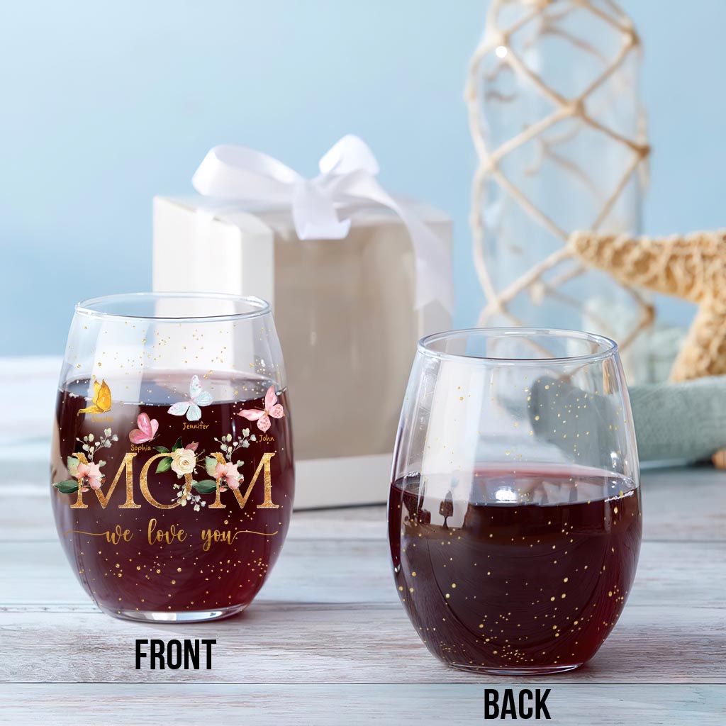 We Love You - Personalized Mother's Day Mother All Over Wine Glass