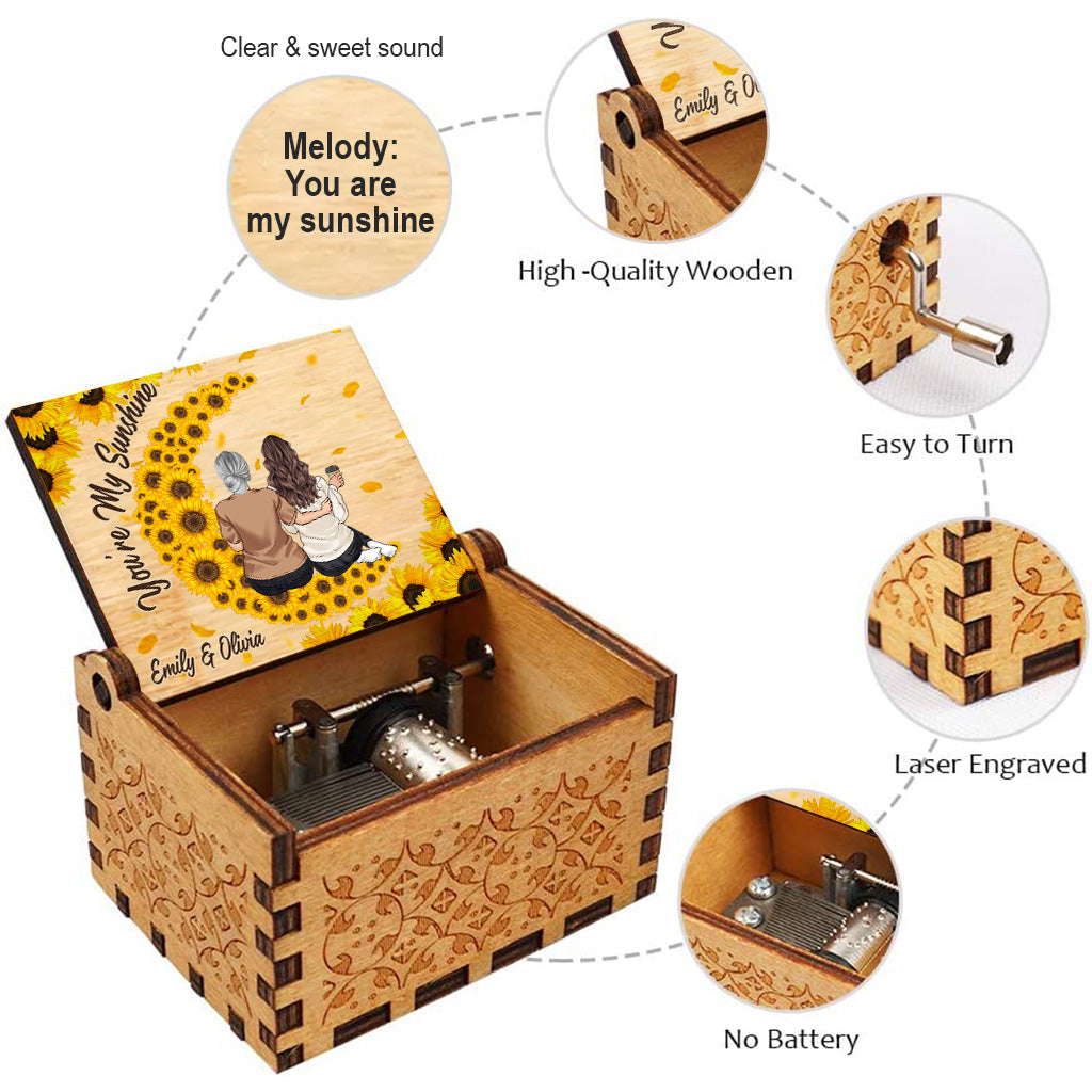 Tu es mon rayon de soleil - Boîte à musique à manivelle personnalisée pour la fête des mères