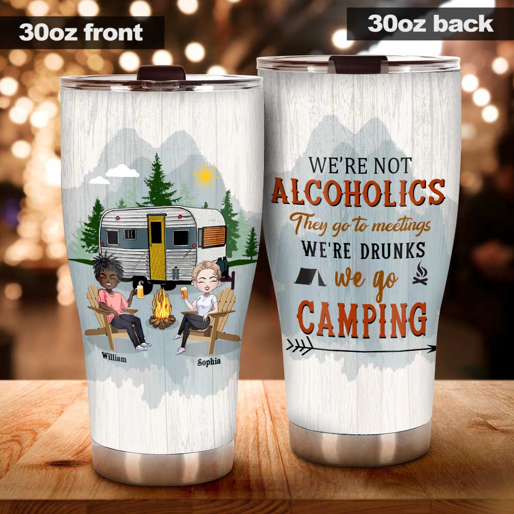 Nous ne sommes pas alcooliques, ils vont à une réunion - Gobelet isotherme de camping personnalisé