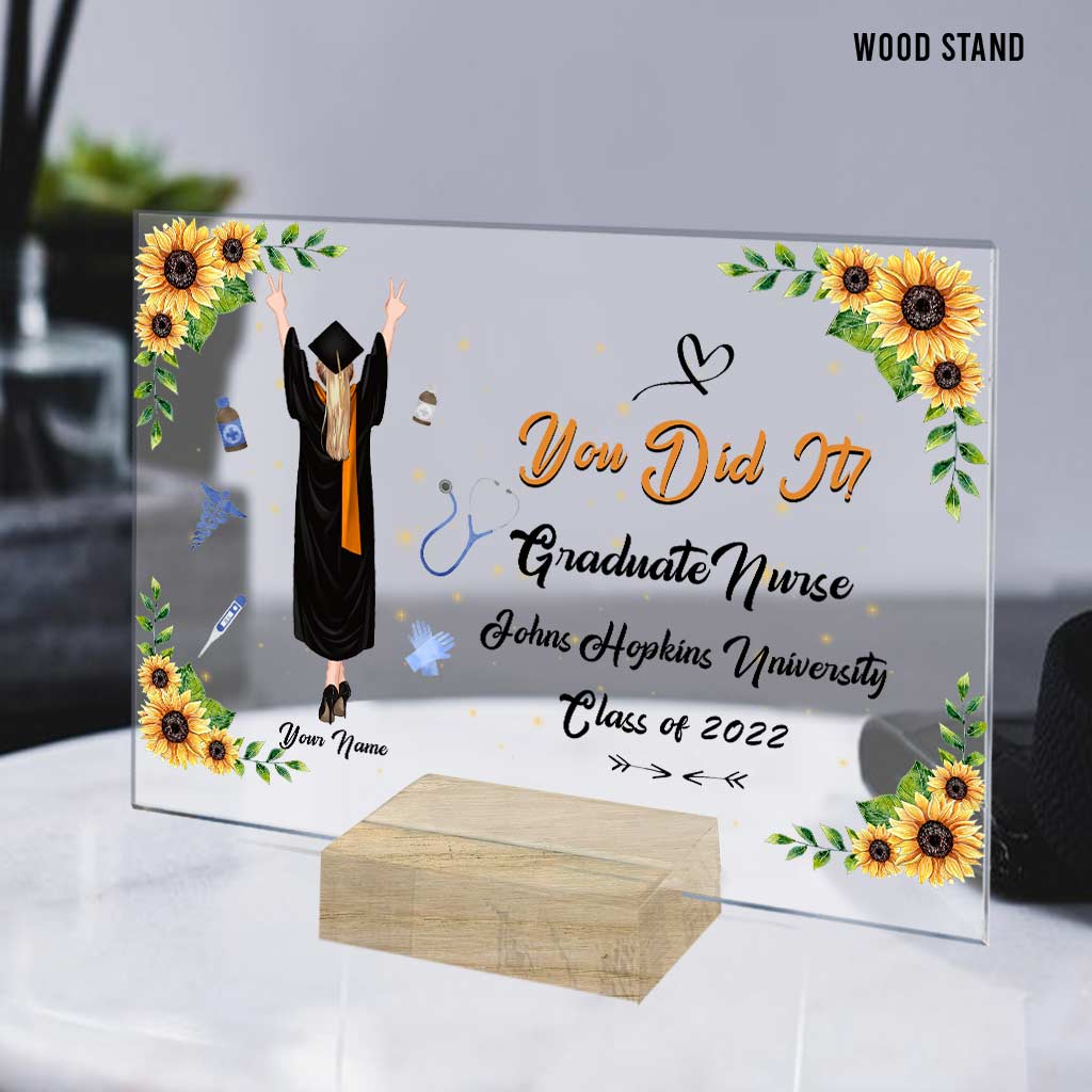 Infirmière diplômée, bravo ! - Plaque acrylique transparente personnalisée