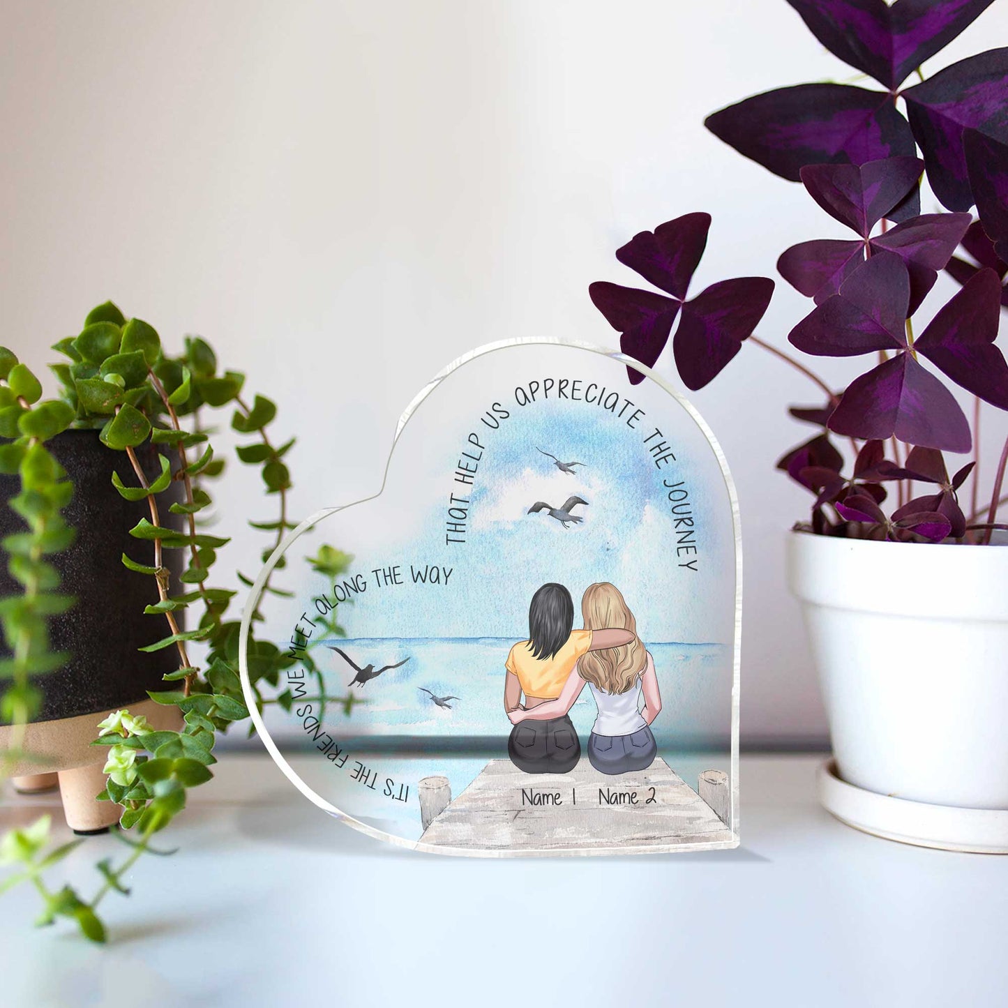 Ce sont les amis que l'on rencontre en chemin - Plaque acrylique personnalisée pour meilleure amie