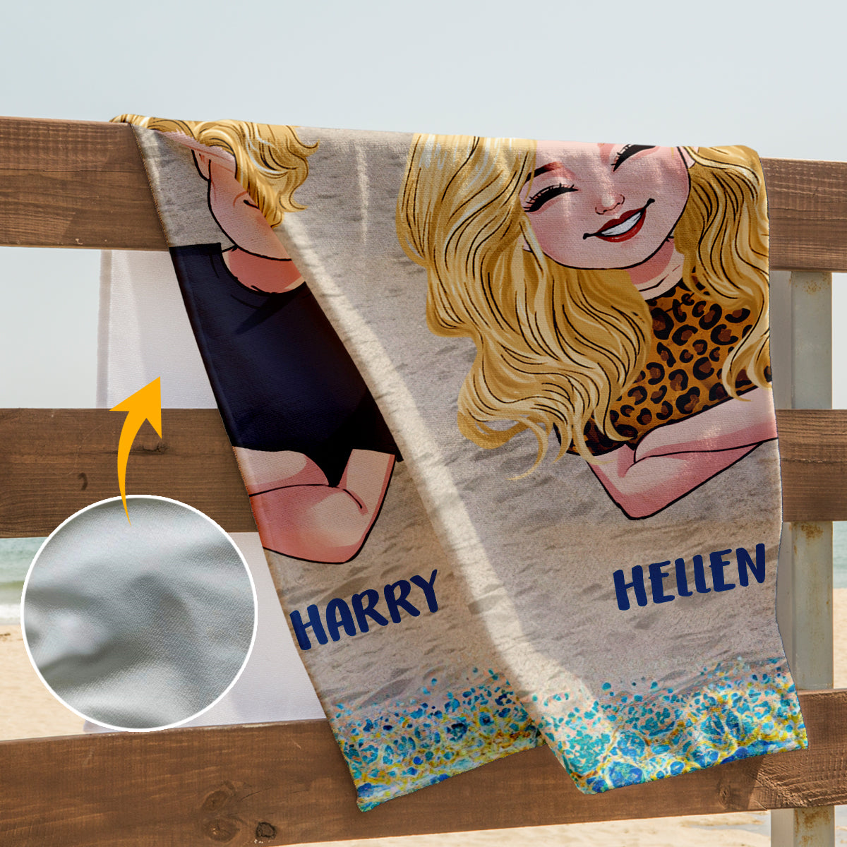 Je t'aime jusqu'à la plage et retour - Serviette de plage personnalisée pour couples