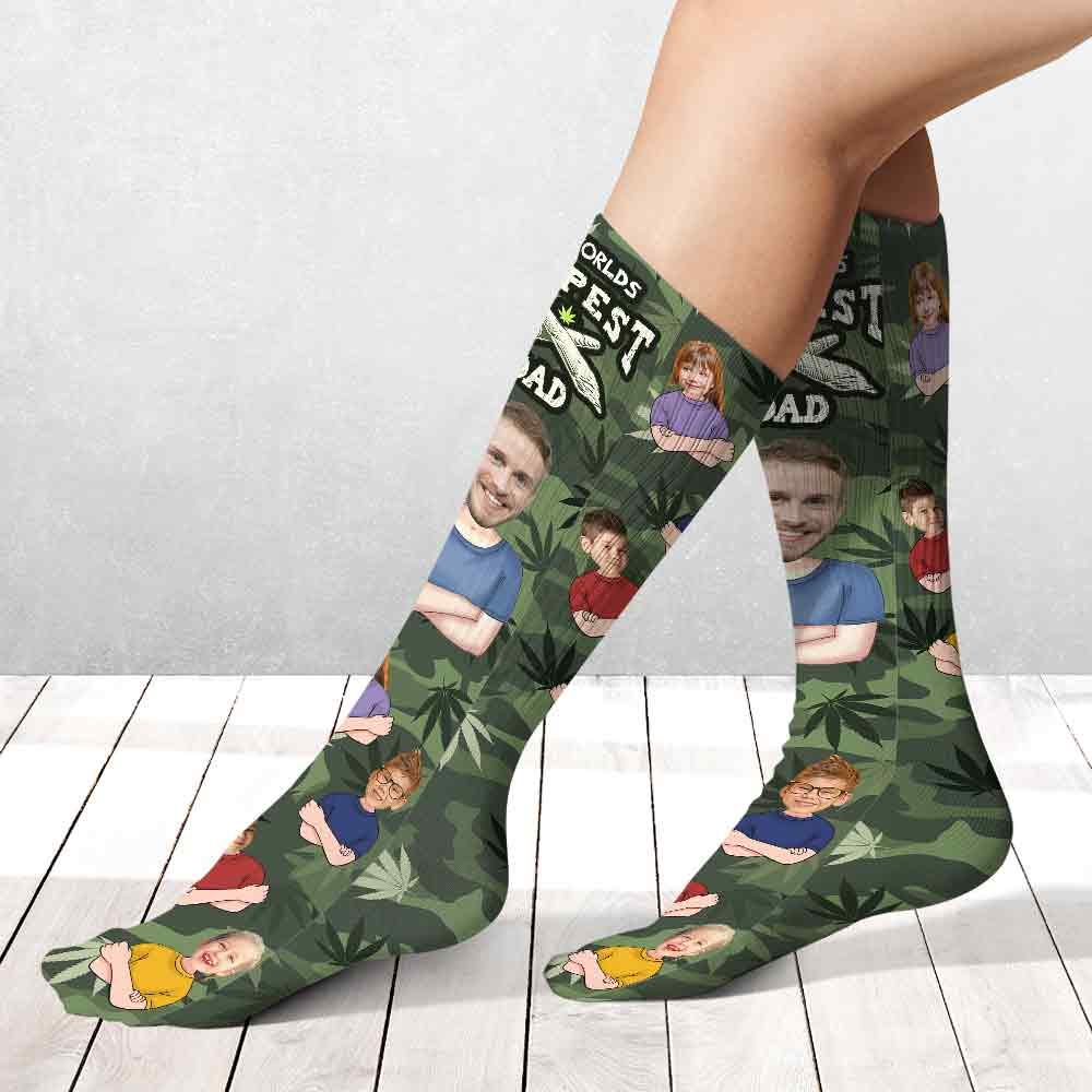 Le papa le plus cool du monde - Chaussettes personnalisées pour les fans de cannabis