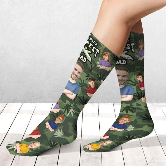 Le papa le plus cool du monde - Chaussettes personnalisées pour les fans de cannabis