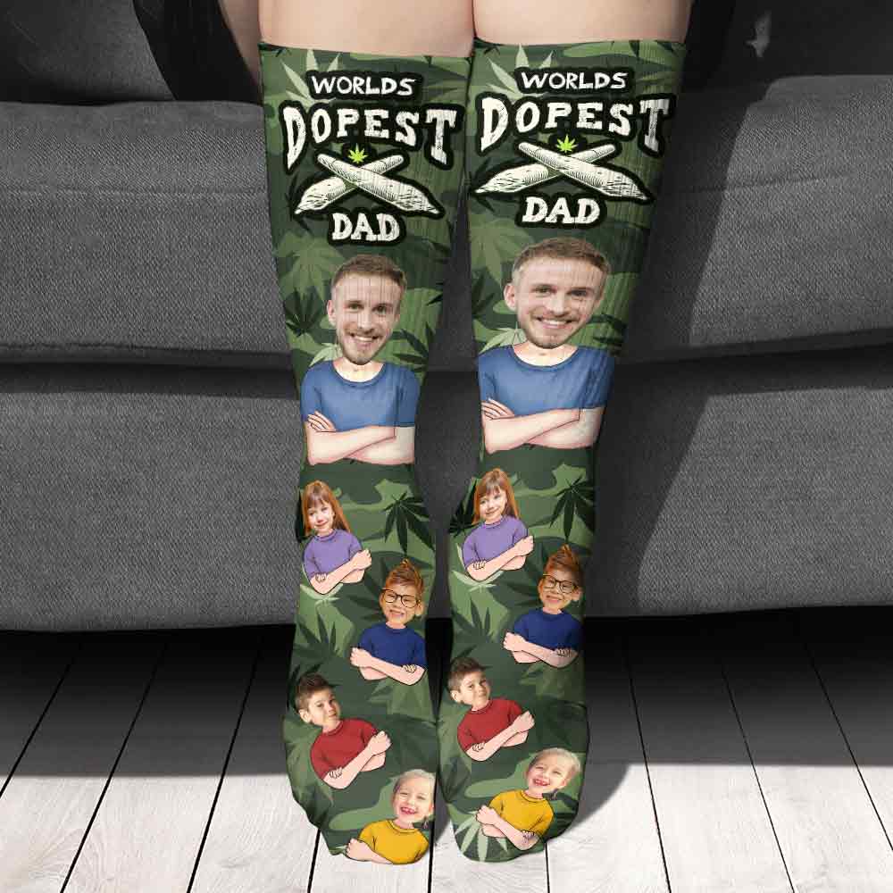 Le papa le plus cool du monde - Chaussettes personnalisées pour les fans de cannabis