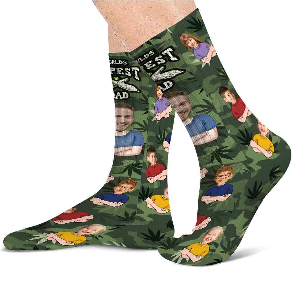 Le papa le plus cool du monde - Chaussettes personnalisées pour les fans de cannabis