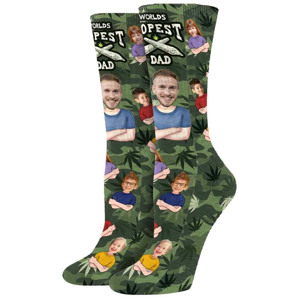 Le papa le plus cool du monde - Chaussettes personnalisées pour les fans de cannabis
