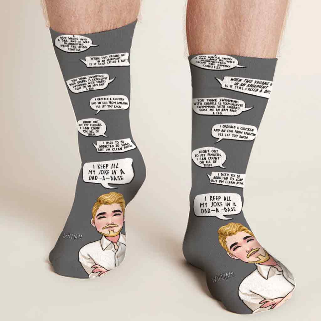 Je garde toutes mes blagues de papa - Chaussettes personnalisées pour papa