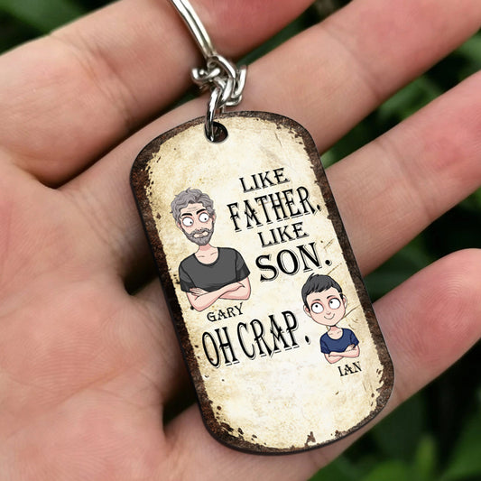 Tel père, telle fille, tel fils - Cadeau pour papa, maman, fils, fille - Porte-clés personnalisé en acier inoxydable