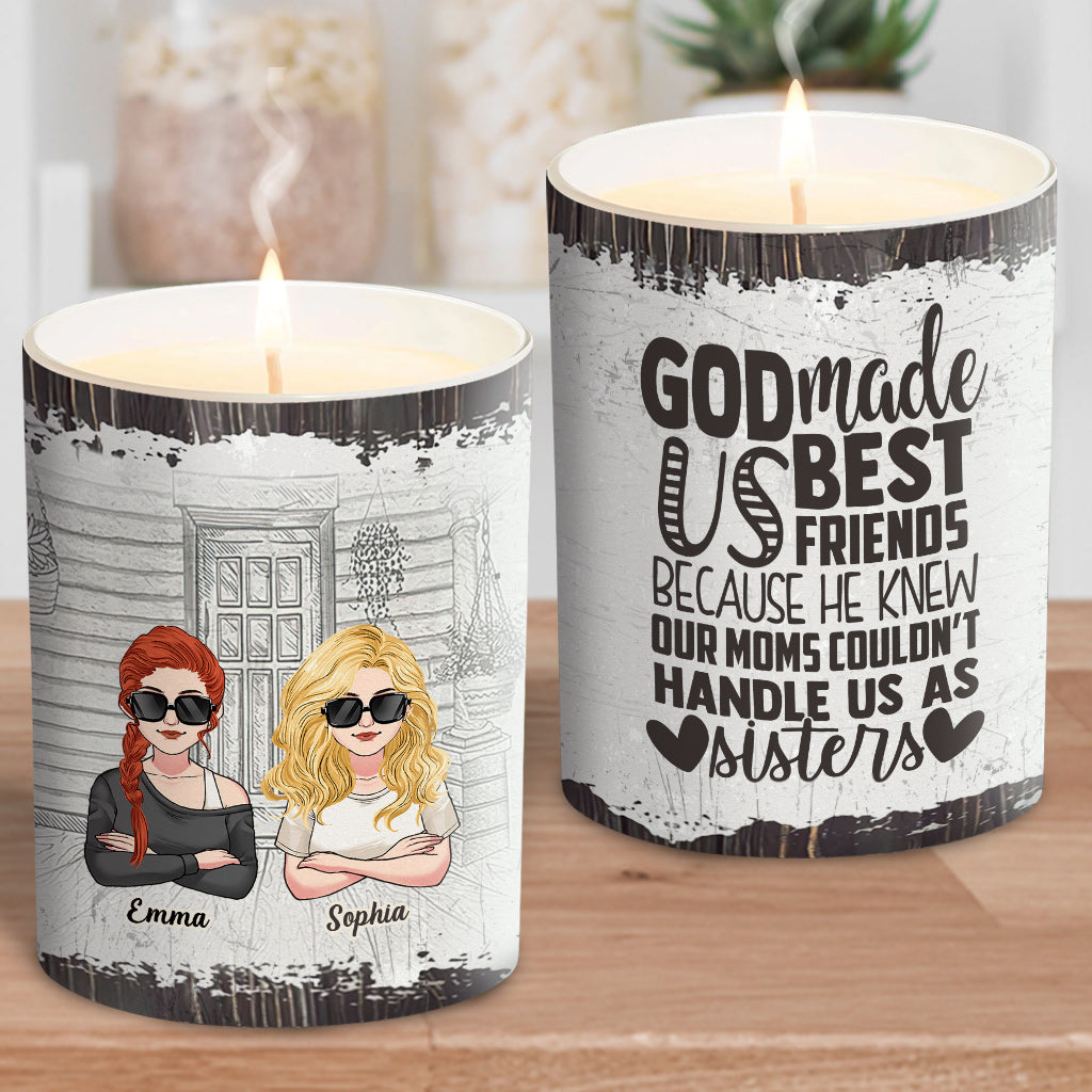 Dieu fait de nous les meilleurs amis - Bougie personnalisée pour meilleure amie avec couvercle en bois