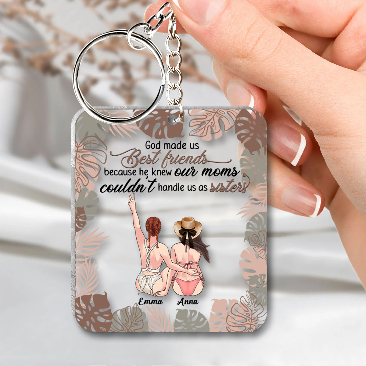 God Makes Us Best Friend - Personalized Bestie Transparent Keychain