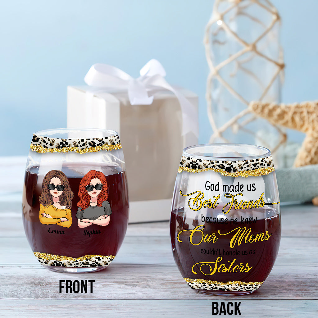 Dieu fait de nous les meilleurs amis - Verre à vin personnalisé « Meilleure amie »