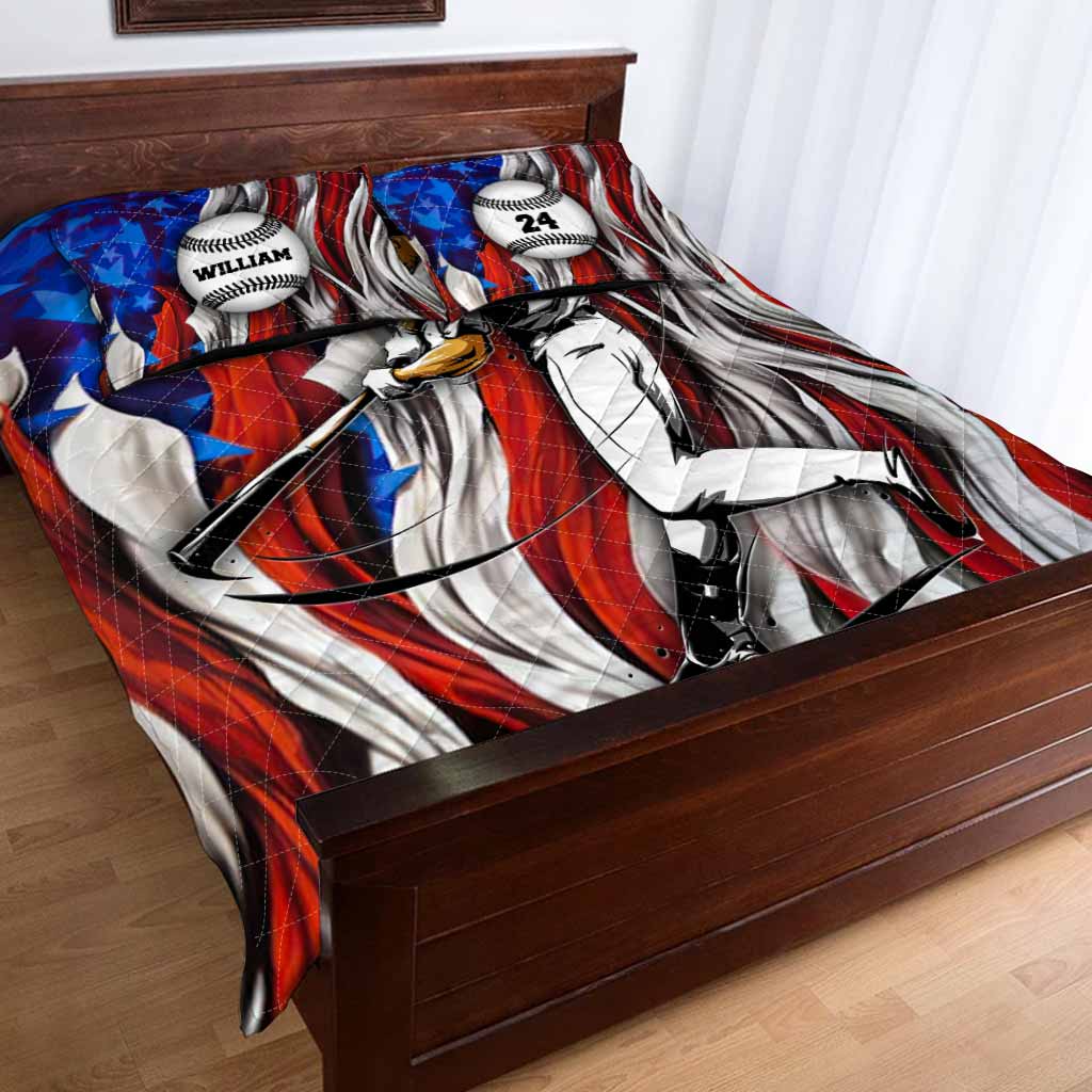 Joueur de baseball américain - Ensemble de courtepointe personnalisé