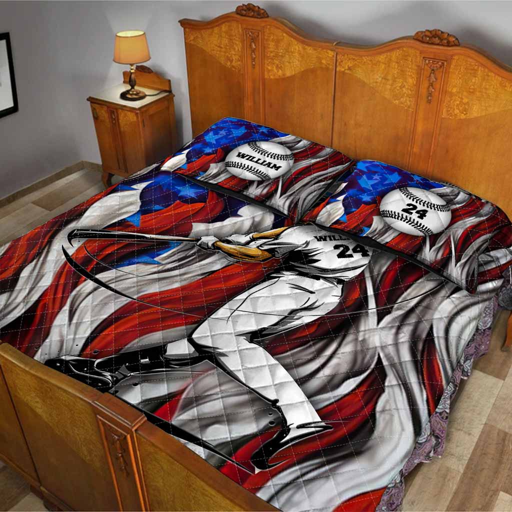 Joueur de baseball américain - Ensemble de courtepointe personnalisé