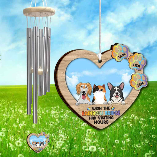 J'aimerais que le Pont Arc-en-ciel ait des heures de visite - Carillon éolien personnalisé pour chien