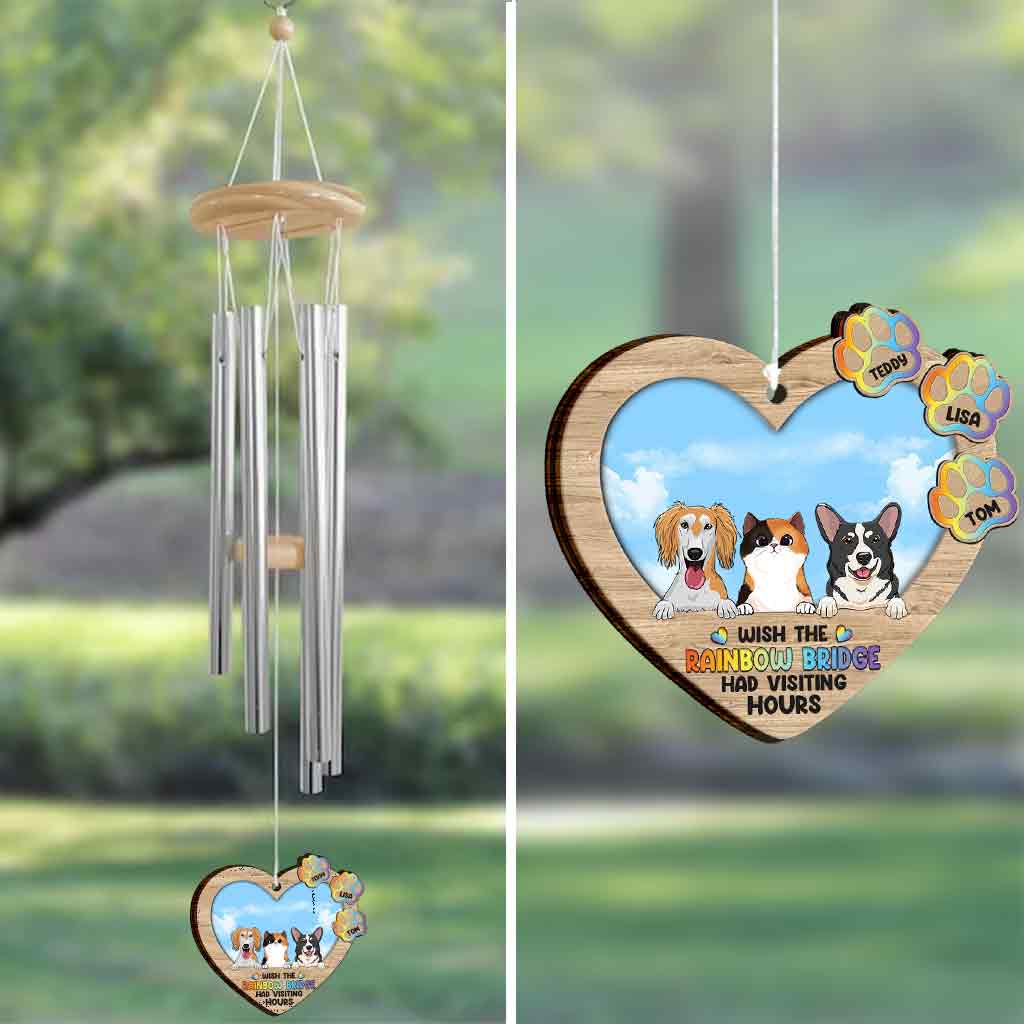 J'aimerais que le Pont Arc-en-ciel ait des heures de visite - Carillon éolien personnalisé pour chien