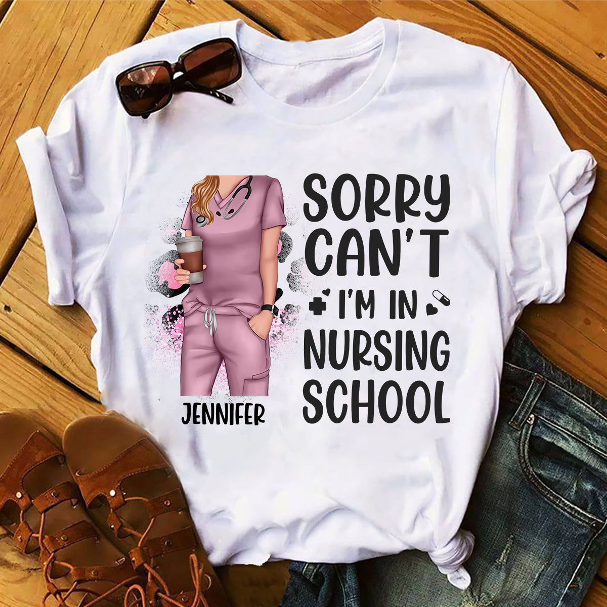 Désolée, je ne peux pas aller à l'école d'infirmières. Au revoir ! - T-shirt et sweat à capuche personnalisés pour infirmières
