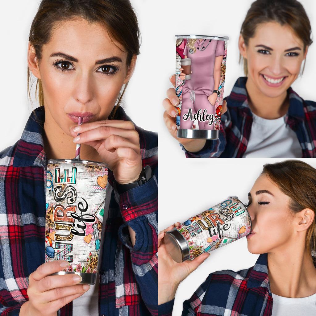 Gobelet isotherme personnalisé Western Nurse Pink Leopard - Gobelet infirmière personnalisé