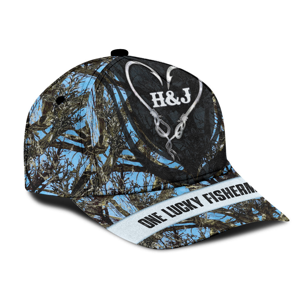 Un pêcheur chanceux - Cadeau de pêche pour mari, petit ami, père, grand-père - Casquette classique personnalisée