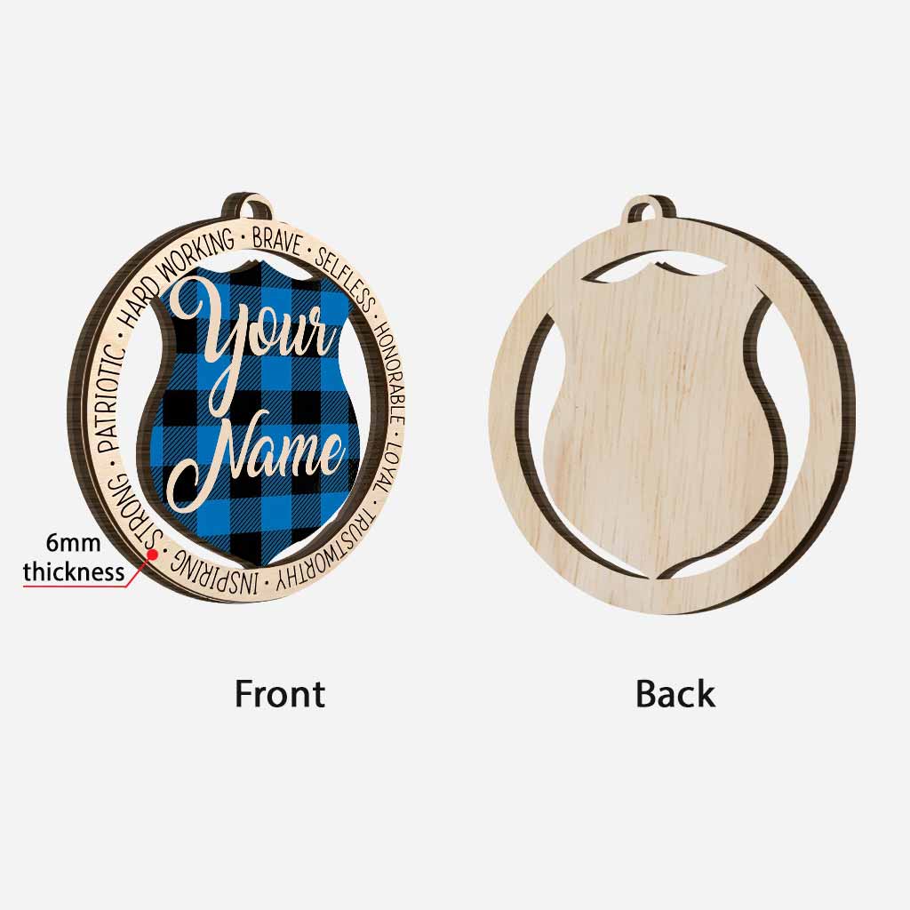 Our Hero Love The Blue - Personalized Police Officer Layered Wood Ornament