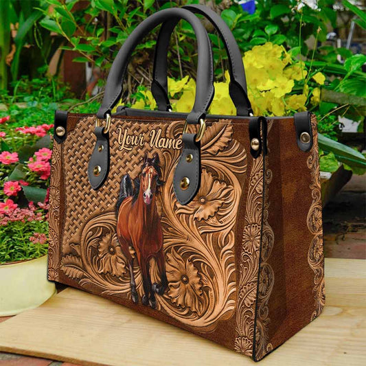 Sac à main en cuir personnalisé « Fille à cheval »