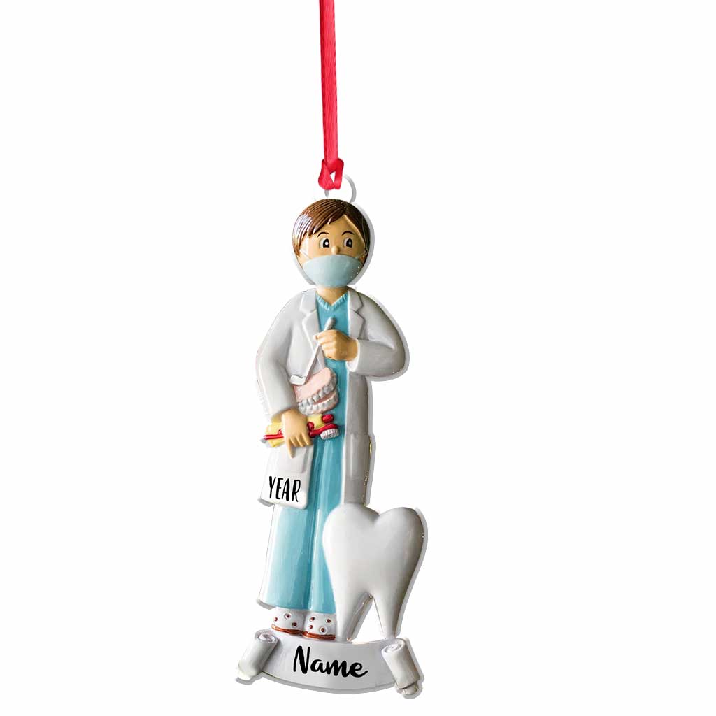 Male Dentist Medical Profession - Personalized Christmas Ornament (Printed On Both Sides)