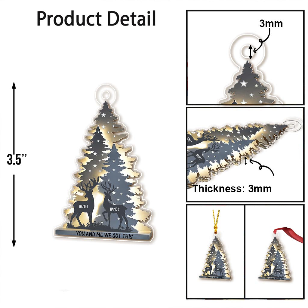 Toi et moi, on gère ! - Ornement de Noël transparent personnalisé sur le thème de la chasse