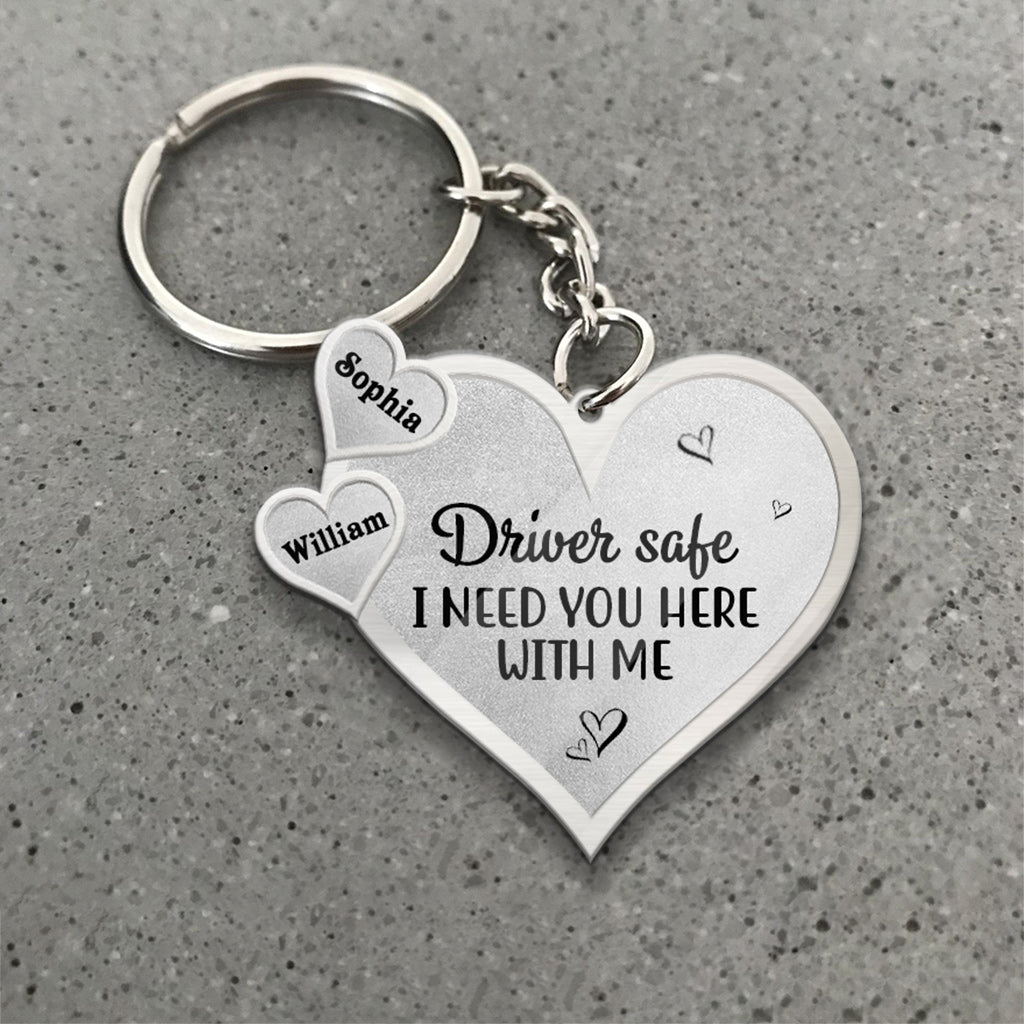 Conduisez prudemment - Porte-clés couple personnalisé en métal avec motif imprimé (Impression recto verso)