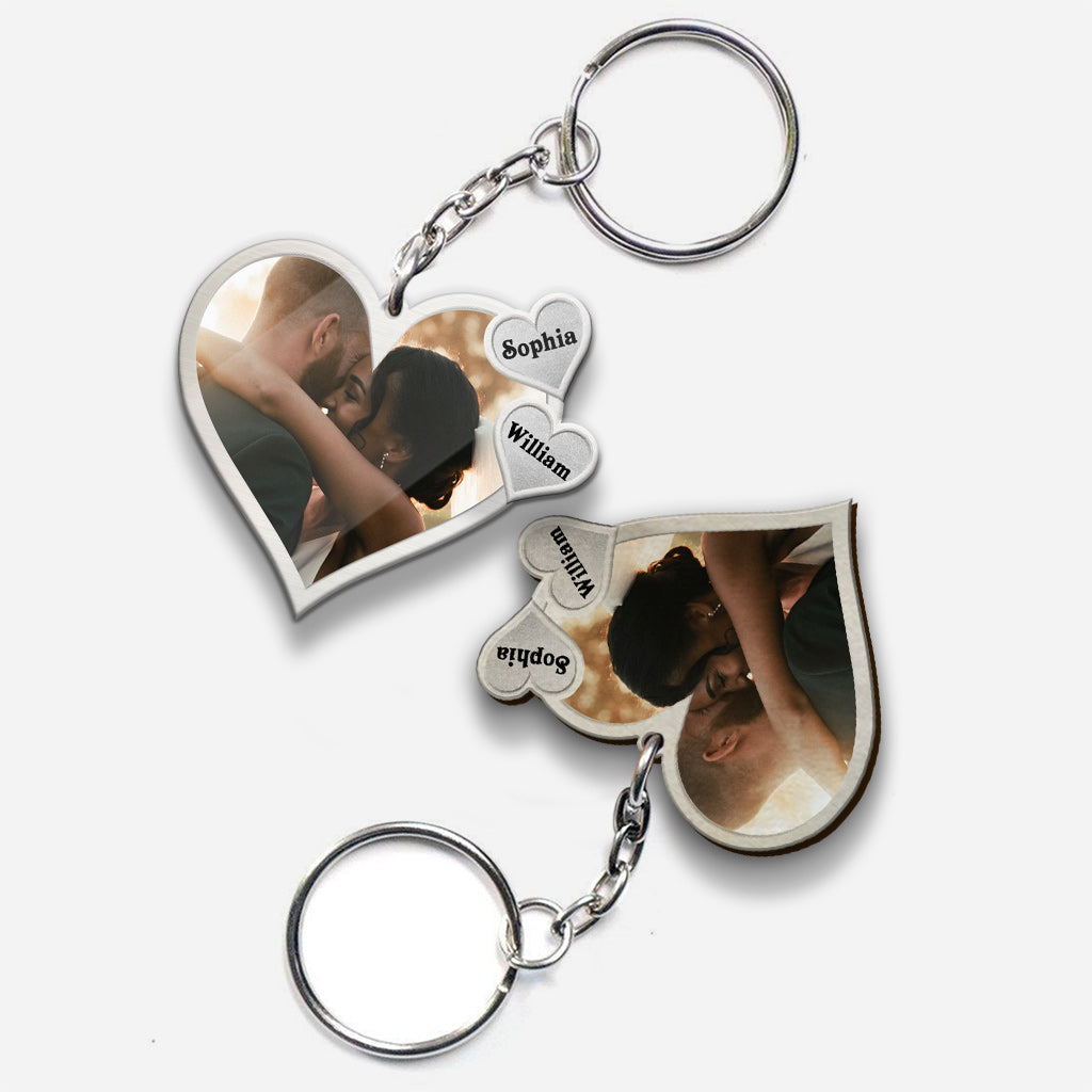 Conduisez prudemment - Porte-clés couple personnalisé en métal avec motif imprimé (Impression recto verso)