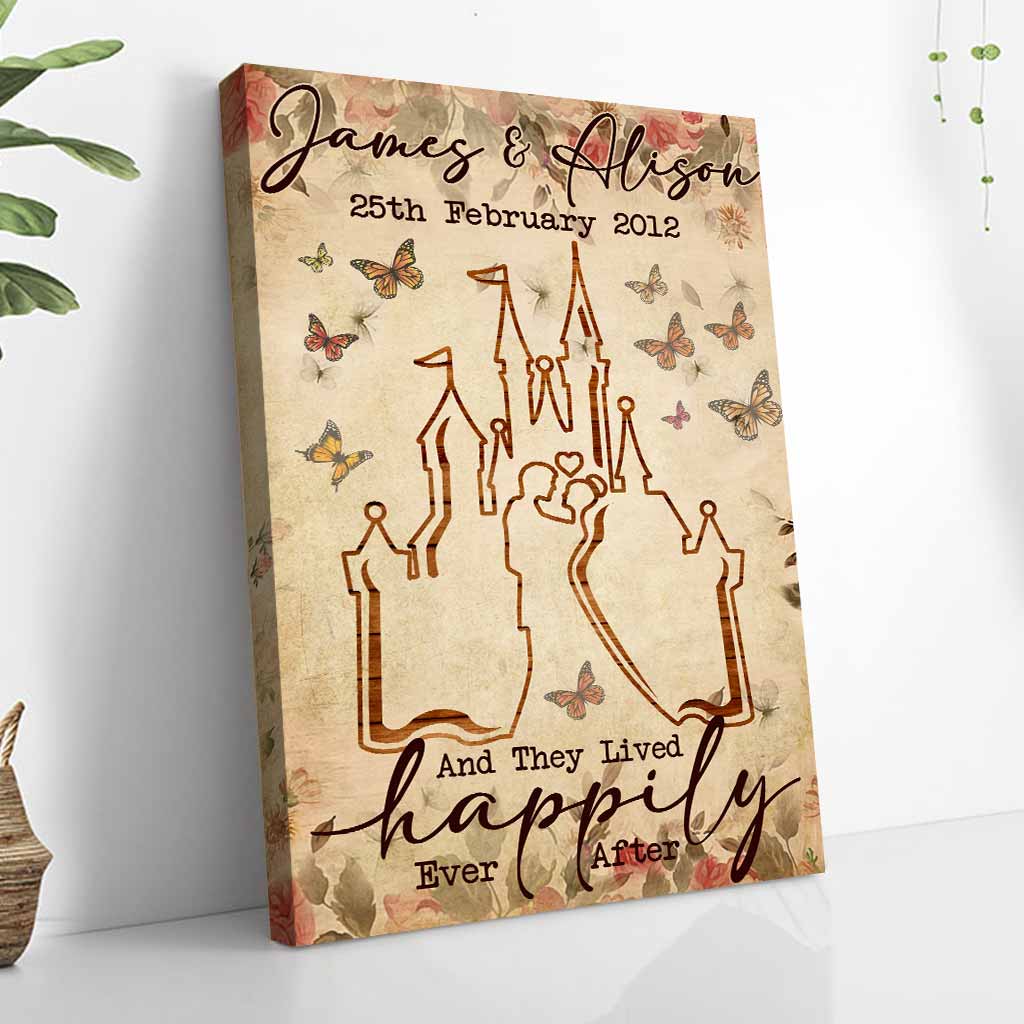 Et ils vécurent heureux pour toujours - Affiche personnalisée pour un couple souhaitant fêter son anniversaire de mariage