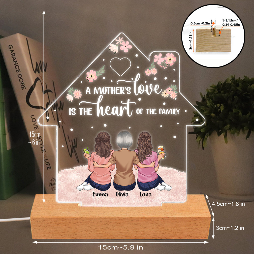 L'amour d'une mère - Plaque lumineuse personnalisée en forme de mère pour la fête des mères