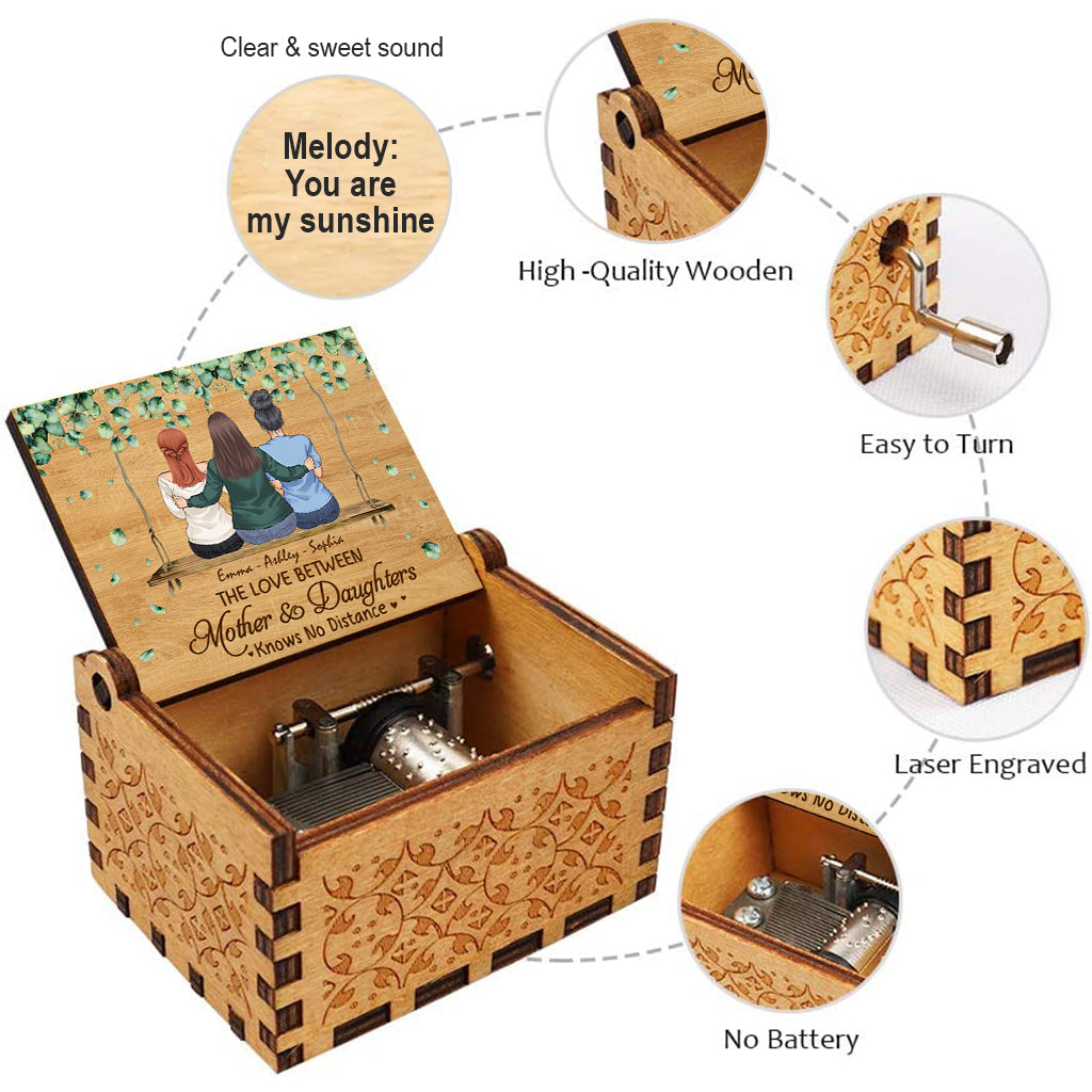 Boîte à musique personnalisée Mère et Fille - Boîte à musique à manivelle Mère
