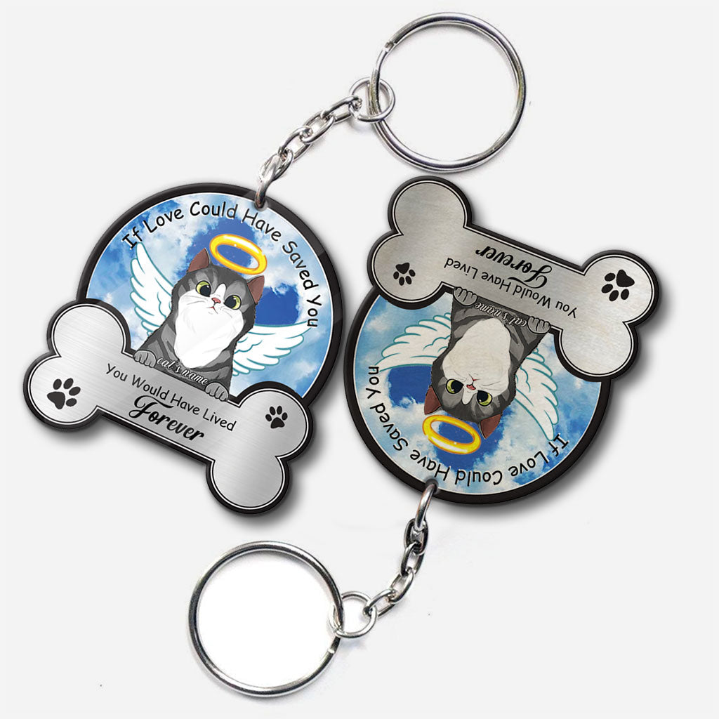 Si l'amour avait pu te sauver - Porte-clés chat personnalisé (Impression recto verso)