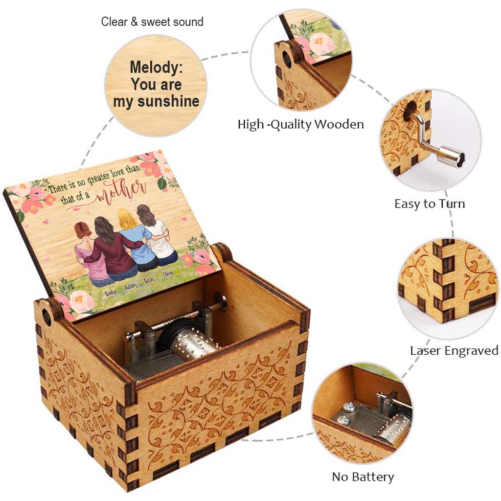 Plus grand amour - Boîte à musique à manivelle personnalisée pour la fête des mères