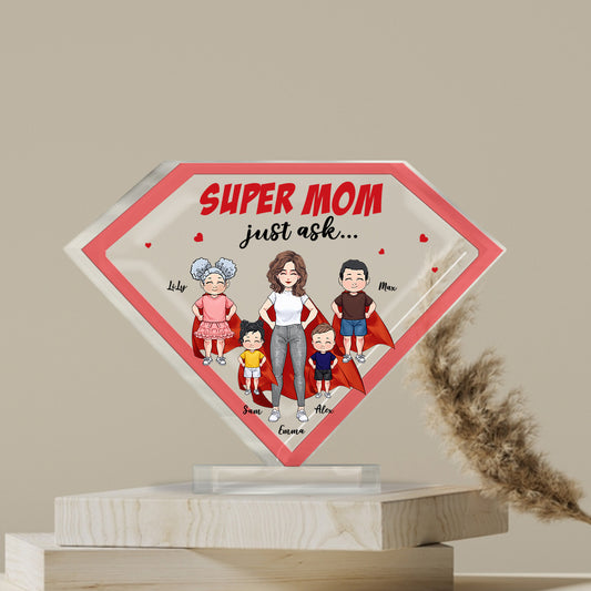 Super Maman - Plaque acrylique personnalisée pour la fête des mères