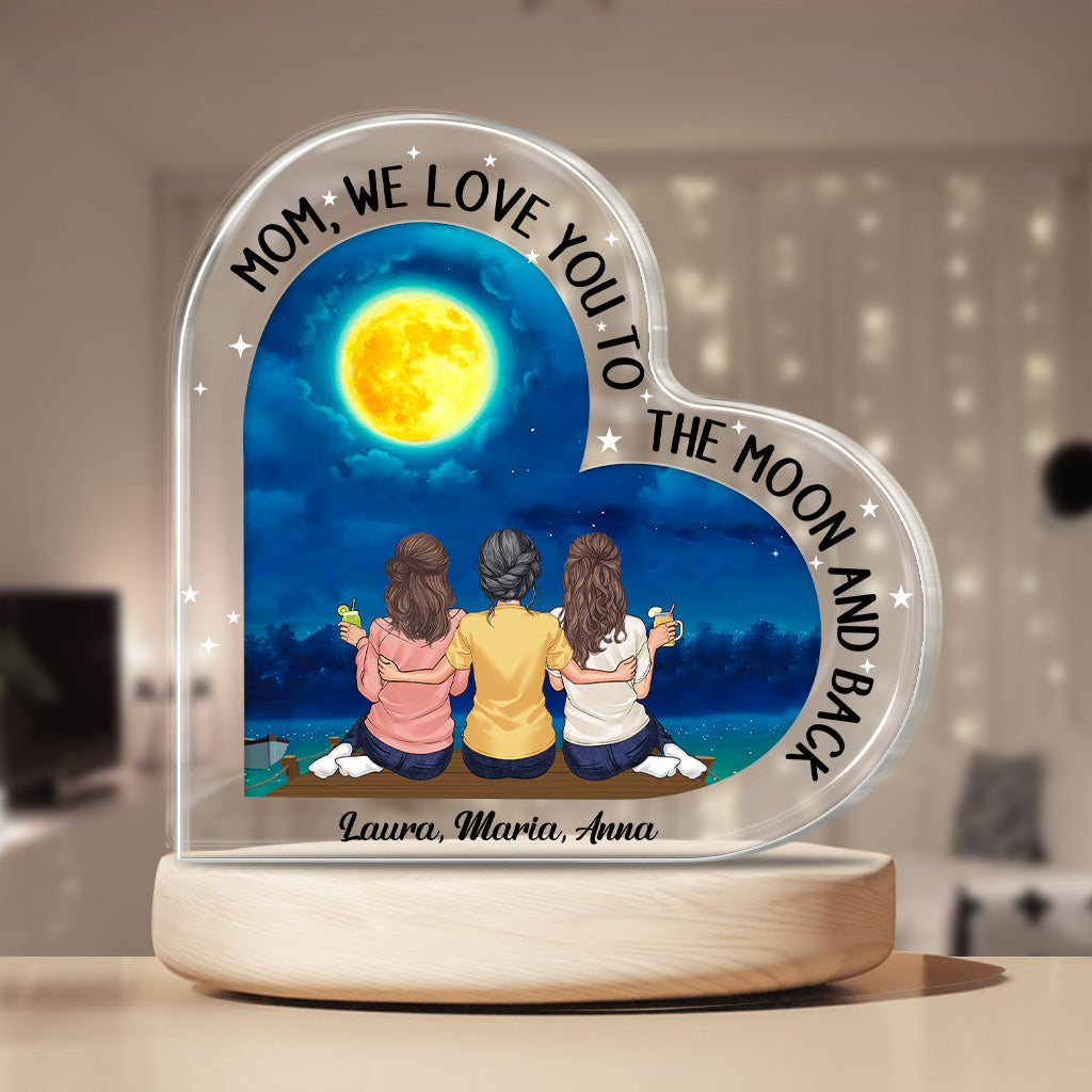 Aller-retour lunaire - Cadeau pour maman, grand-mère - Plaque acrylique personnalisée sur mesure