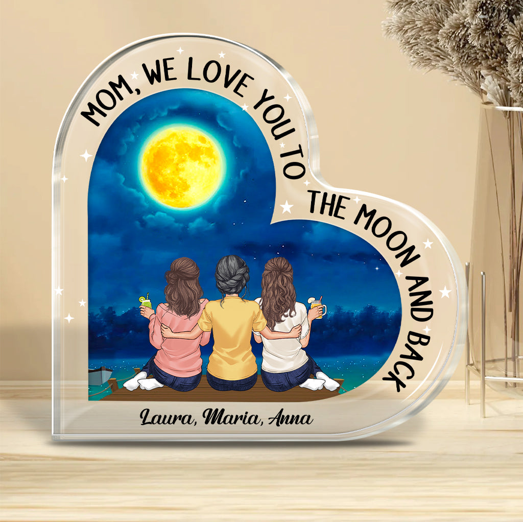 Aller-retour lunaire - Cadeau pour maman, grand-mère - Plaque acrylique personnalisée sur mesure