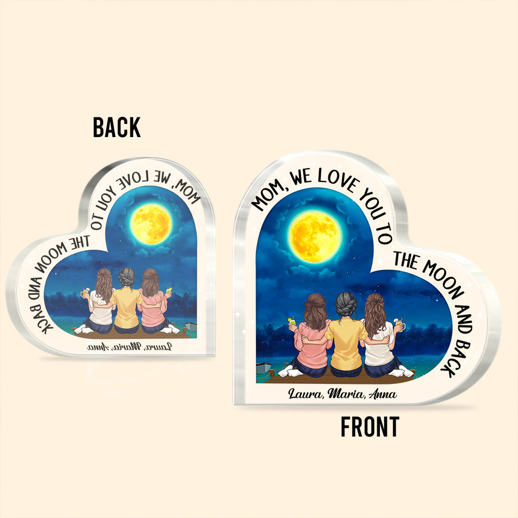 Aller-retour lunaire - Cadeau pour maman, grand-mère - Plaque acrylique personnalisée sur mesure