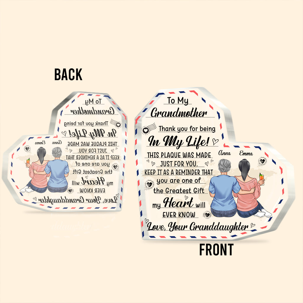 À ma grand-mère - Cadeau pour maman, grand-mère, tante - Plaque acrylique personnalisée sur mesure