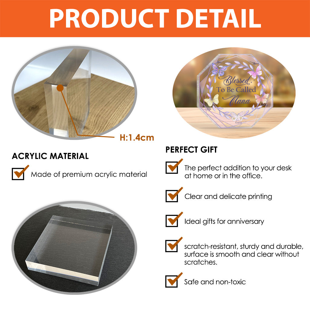 Bénie d'être appelée - Plaque acrylique personnalisée pour grand-mère