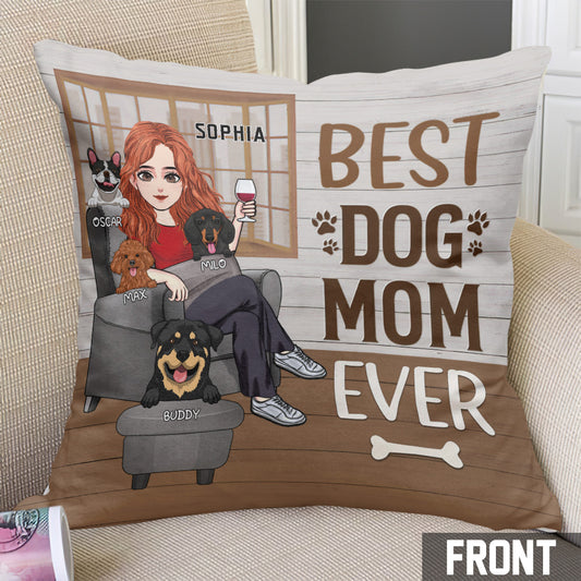Merci à la meilleure maman de chien du monde ! - Coussin décoratif personnalisé pour chien